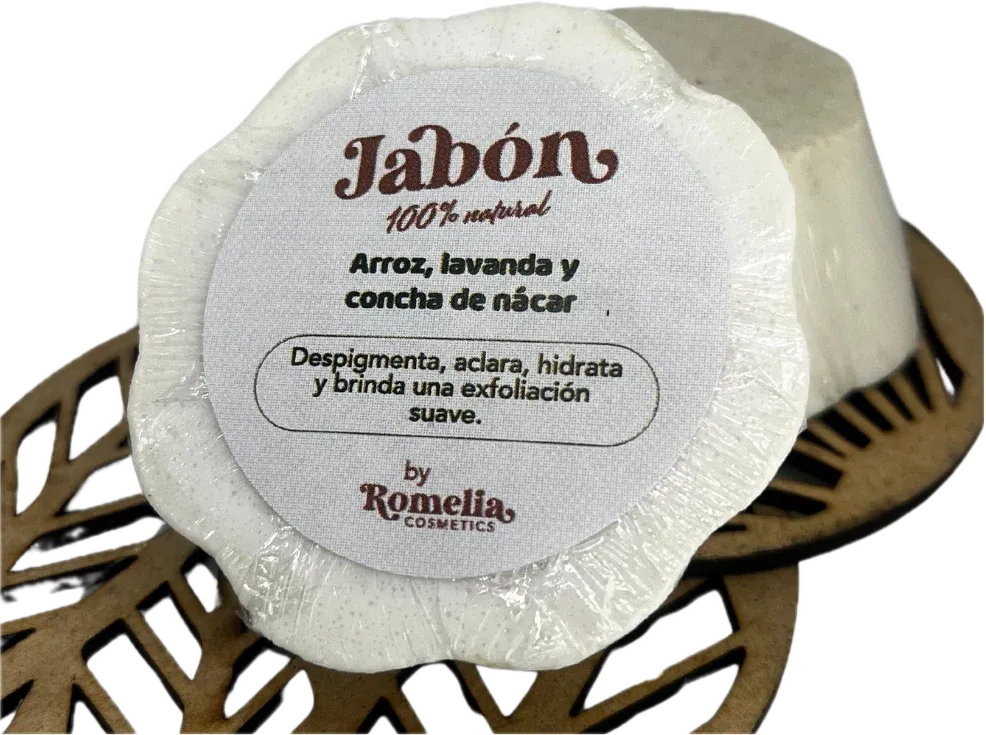 Jabón de arroz, lavanda y concha de nácar Romelia