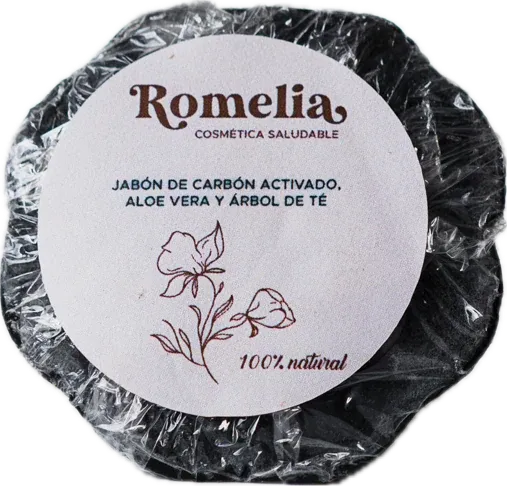 Jabón facial de carbón activado, aloe vera y árbol de té Romelia